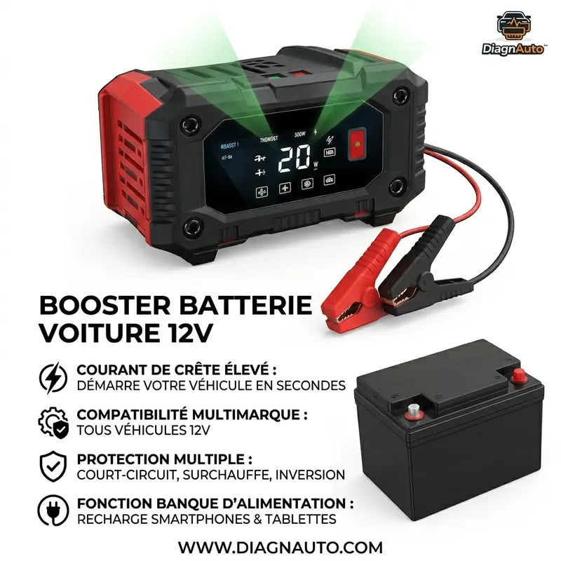 booster batterie voiture utilisé pour démarrer une voiture avec batterie déchargée facilement
