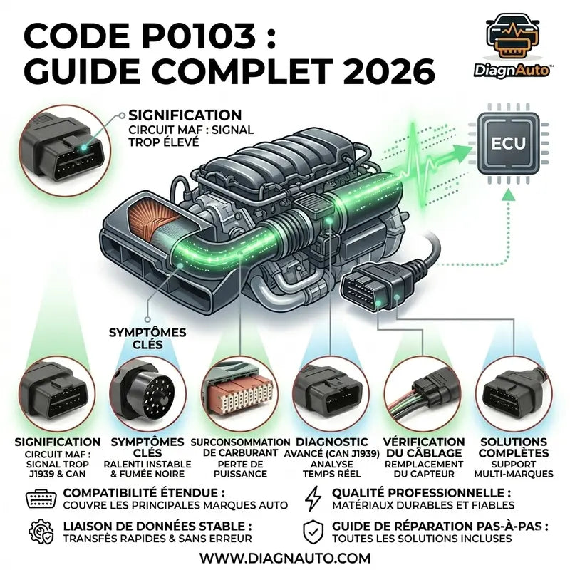 code P0103 diagnostic voiture débitmètre air panne moteur OBD2