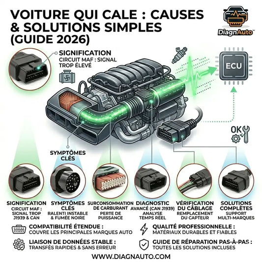 Voiture qui cale : causes, symptômes et solutions avec diagnostic OBD2 moteur