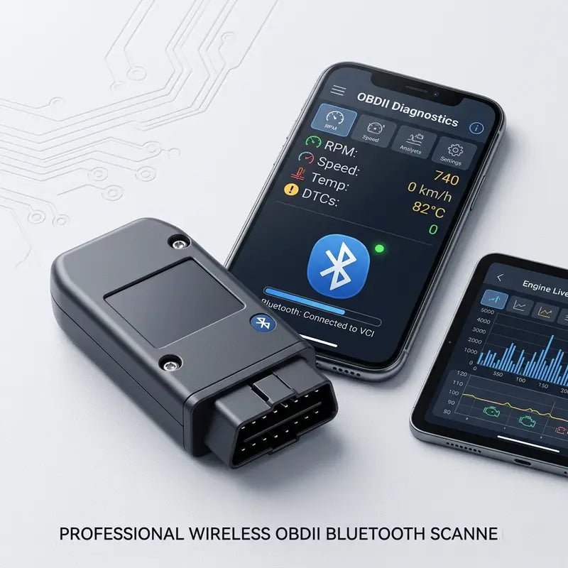 Scanner OBD2 Bluetooth pour diagnostic moteur automobile via smartphone