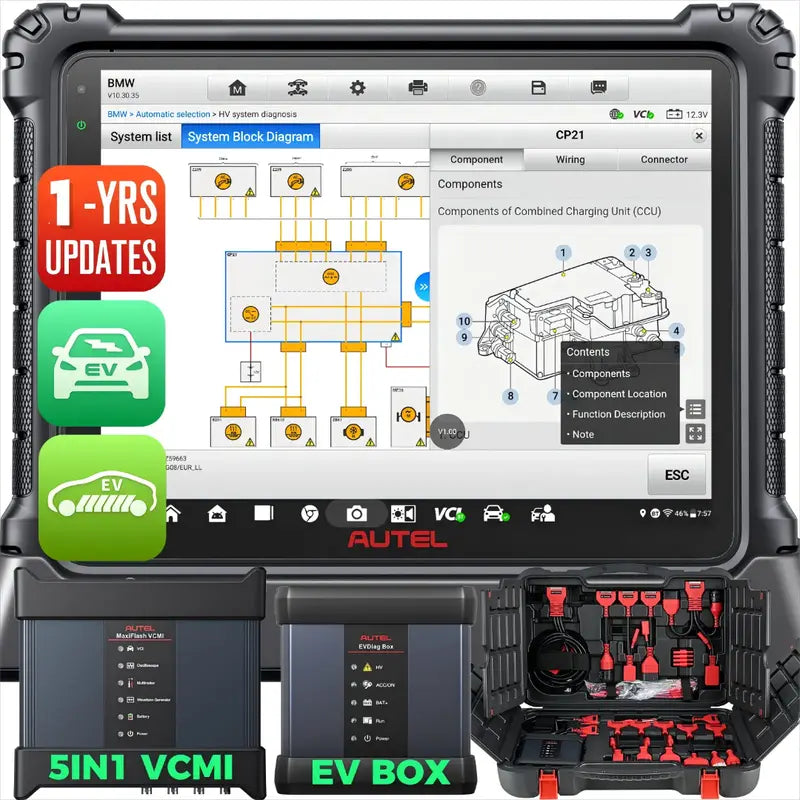 ALT SEO : Valise diagnostic auto Autel MaxiSYS Ultra EV avec EV Box et VCMI pour diagnostic véhicules électriques, hybrides et multimarques
